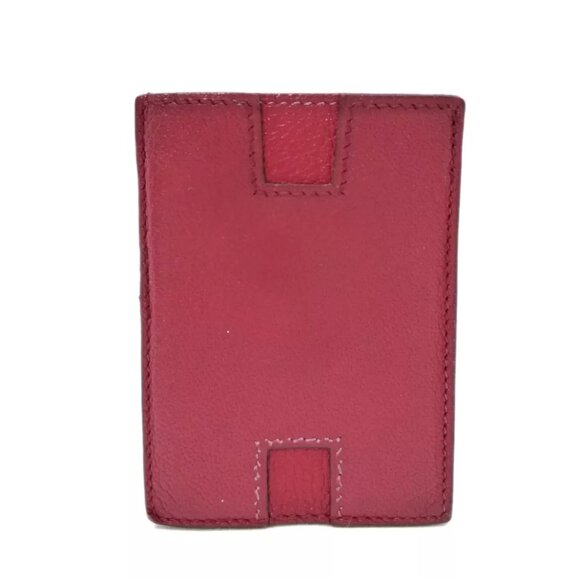 Authentic HERMES Rodrigue Card Holder C in Square Red Leather - Picture 1 of 12